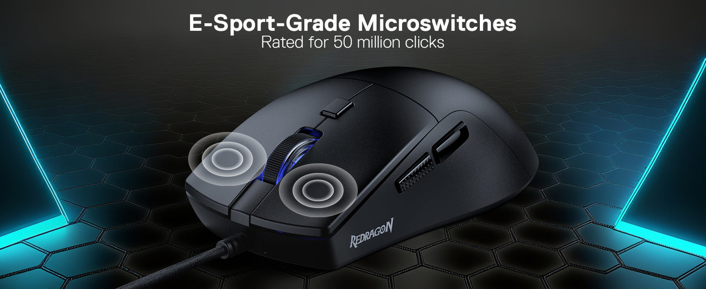 Redragon 618 Wired Gaming 10000 DPI Optical Ergonomic 6 Programmable Buttons, 84G Ultra Lightweight Mouse