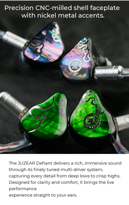 JUZEAR x Z Reviews Defiant 1DD+3BA Hybrid In-ear Earphones 3-Way Crossover HiFi Headset with 3.5+4.4mm Replaceable Plugs Cable